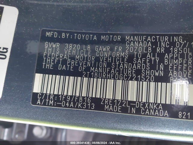 Toyota COROLLA LE 2016 2T1BURHE0GC721520 Image 9