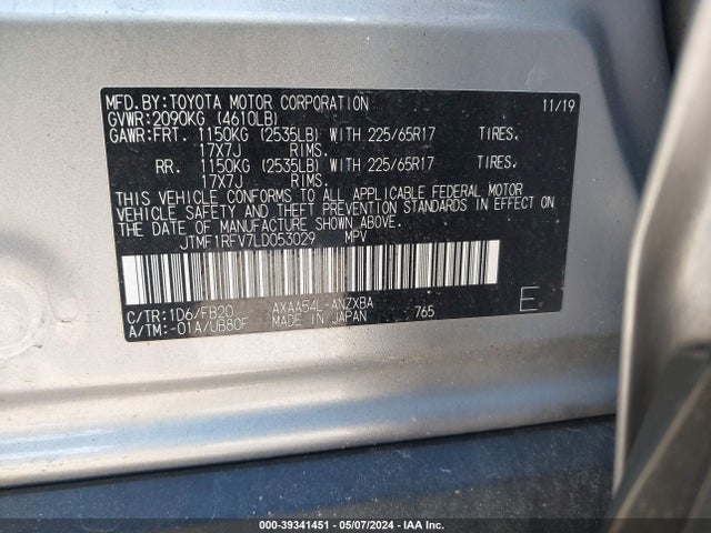 Toyota RAV4 LE 2020 JTMF1RFV7LD053029 Image 9