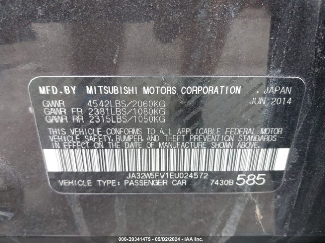 JA32W5FV1EU024572 Mitsubishi Lancer Evolution Mr
