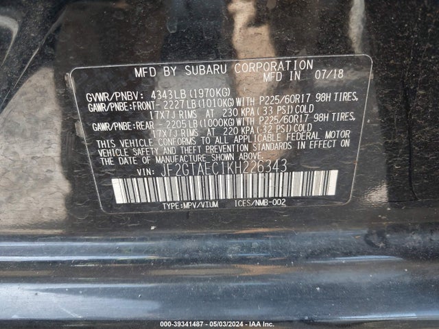 Subaru Crosstrek 2.0i Premium 2019 JF2GTAEC1KH226343 Image 9