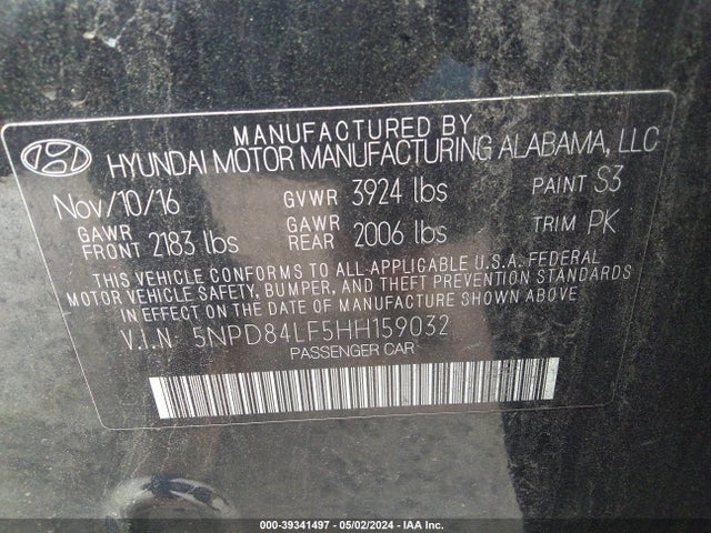 Hyundai ELANTRA SE 2017 5NPD84LF5HH159032 Image 9