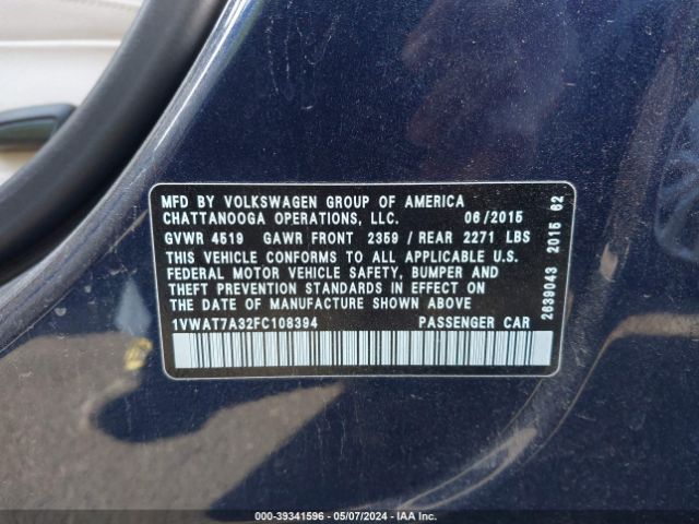 1VWAT7A32FC108394 Volkswagen Passat 1.8t Limited Edition