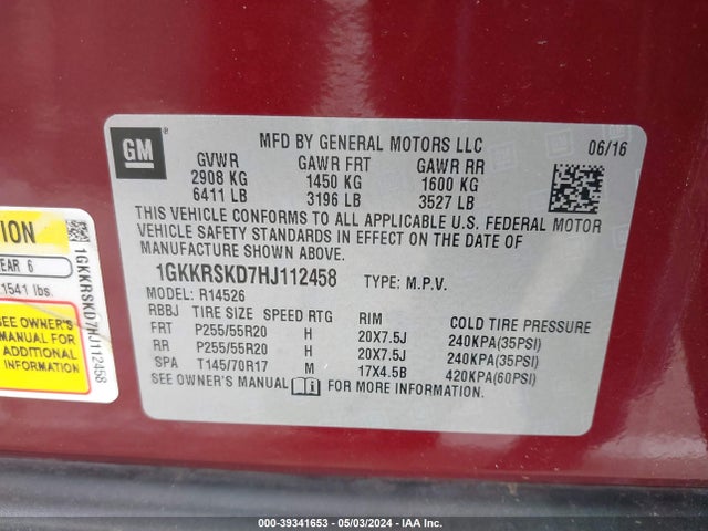 GMC Acadia Limited 2017 1GKKRSKD7HJ112458 Image 9