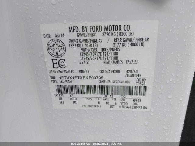 Ford F-150 Xlt 2014 1FTVX1ETXEKE03795 Image 9