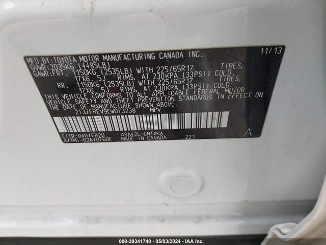 Toyota RAV4 LE 2014 2T3ZFREV9EW073238 Image 9