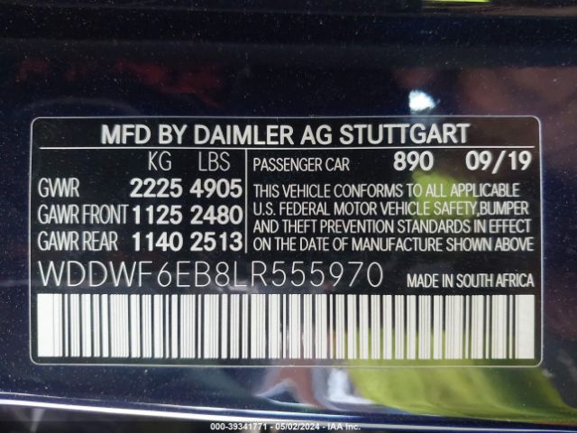 WDDWF6EB8LR555970 Mercedes-Benz Amg C 43 4matic