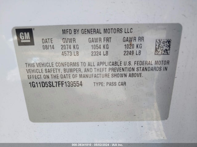 Chevrolet MALIBU 2LT 2015 1G11D5SL7FF139554 Image 9