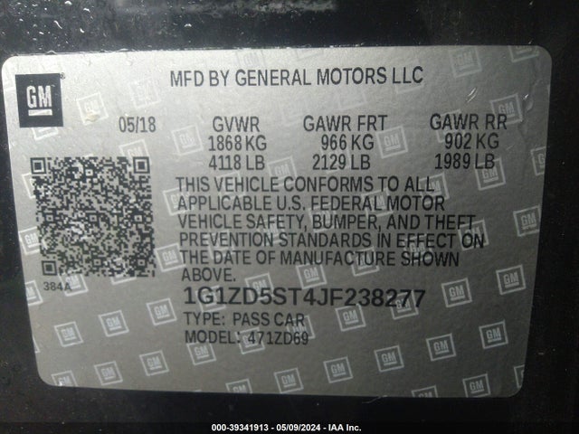 Chevrolet MALIBU LT 2018 1G1ZD5ST4JF238277 Image 9