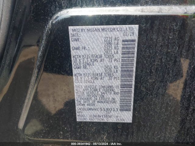 5N1DL0MN4KC558011 Infiniti QX60 LUXE