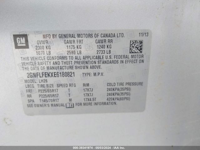 2GNFLFEKXE6180821 Chevrolet EQUINOX 1LT