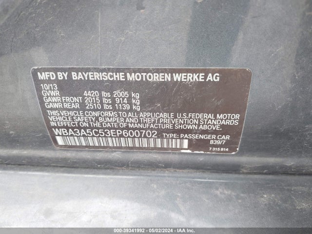 BMW 328I 2014 WBA3A5C53EP600702 Image 9