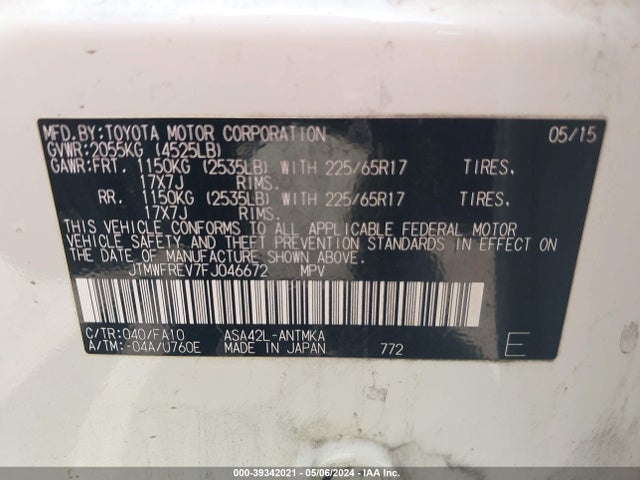 Toyota Rav4 Xle 2015 JTMWFREV7FJ046672 Image 9
