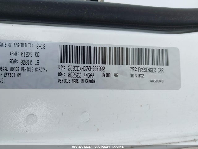 Dodge Charger Gt Rwd 2019 2C3CDXHG7KH680882 Image 9