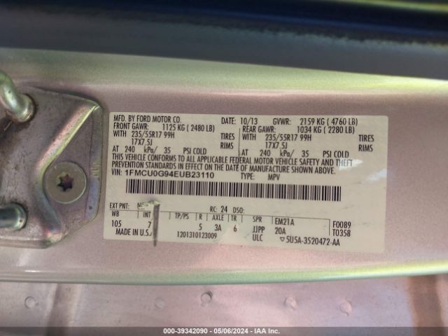 1FMCU0G94EUB23110 Ford ESCAPE SE