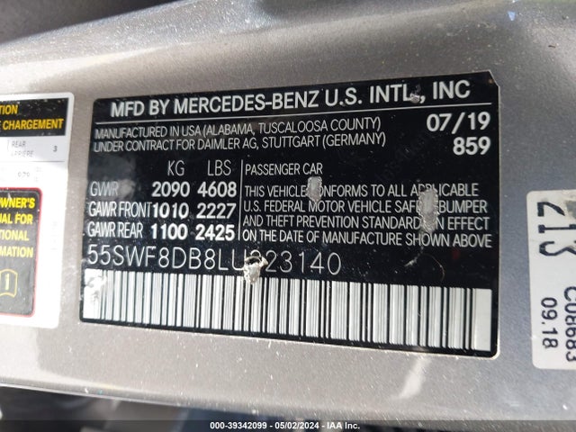 55SWF8DB8LU323140 Mercedes-Benz C 300