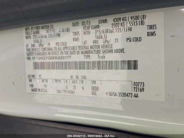 1FTSW2YG0FKA59177 Ford Transit T-350