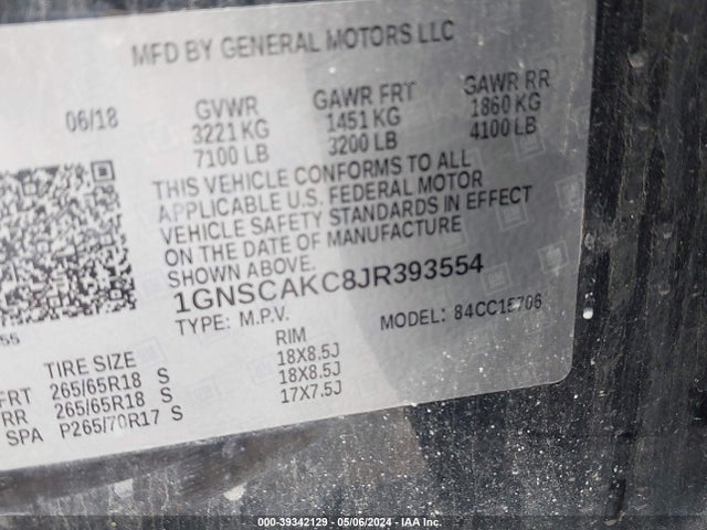 Chevrolet Tahoe Ls 2018 1GNSCAKC8JR393554 Image 9