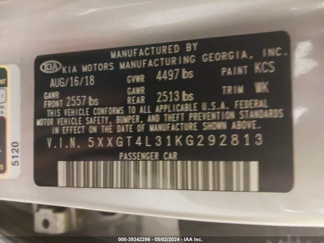 KIA Optima Lx 2019 5XXGT4L31KG292813 Image 9
