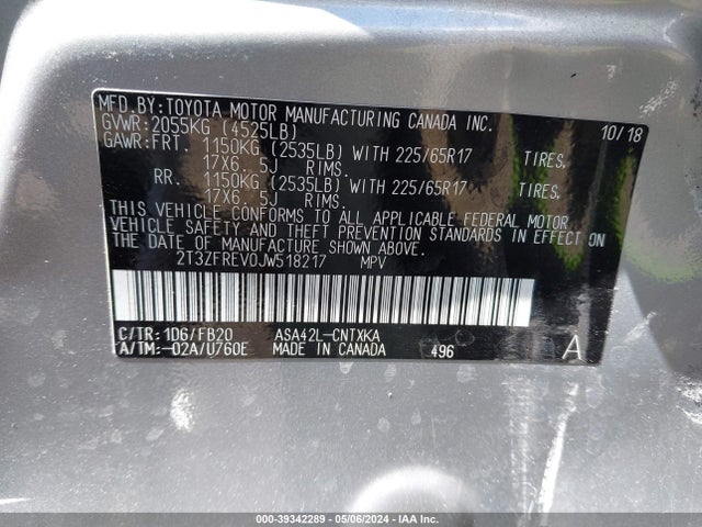 Toyota RAV4 LE 2018 2T3ZFREV0JW518217 Image 9