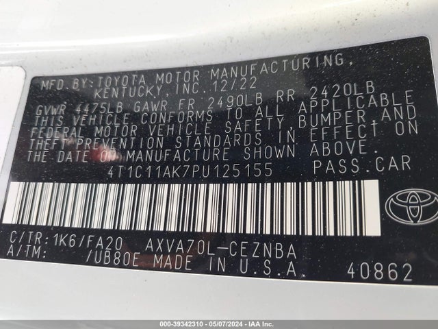 Toyota CAMRY LE 2023 4T1C11AK7PU125155 Image 9