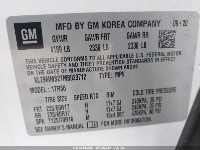 Chevrolet Trailblazer Fwd Ls 2021 KL79MMS21MB029712 Image 9
