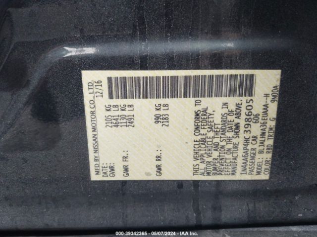 1N4AA6AP4HC398605 Nissan Maxima 3.5 Platinum