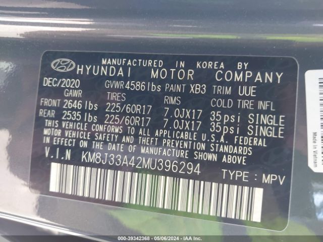 KM8J33A42MU396294 Hyundai Tucson Value