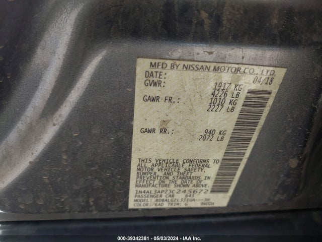 Nissan Altima 2.5 S 2018 1N4AL3AP2JC245672 Image 9