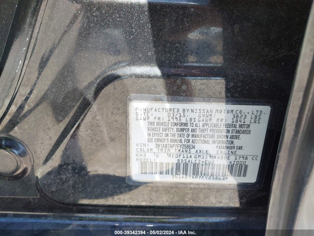 Nissan SENTRA S 2015 3N1AB7AP7FY258634 Image 9