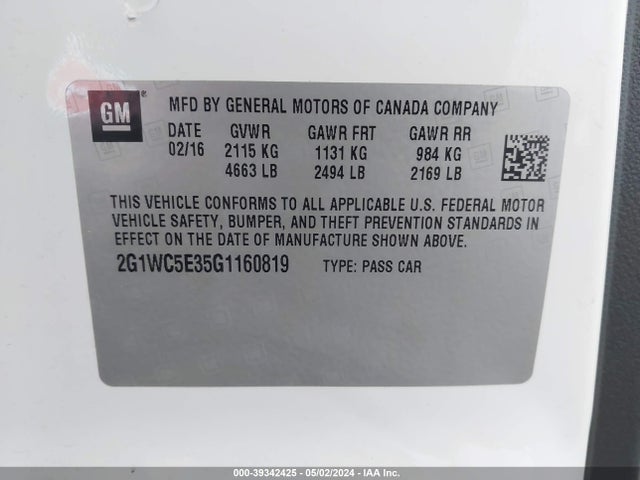 Chevrolet Impala Limited Ltz 2016 2G1WC5E35G1160819 Image 9