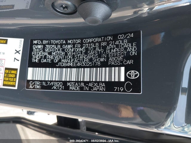 Toyota COROLLA LE 2024 JTDB4MEE4R3025178 Image 9