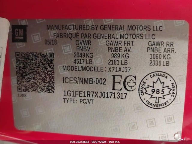 Chevrolet Camaro 1ss 2018 1G1FE1R7XJ0171317 Image 9