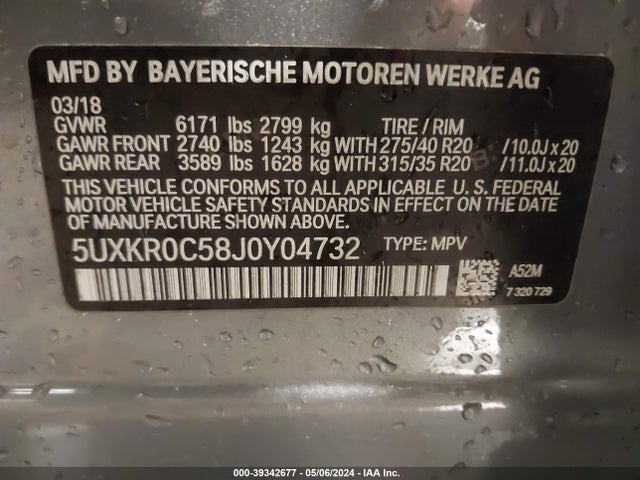 BMW X5 Xdrive35i 2018 5UXKR0C58J0Y04732 Image 9
