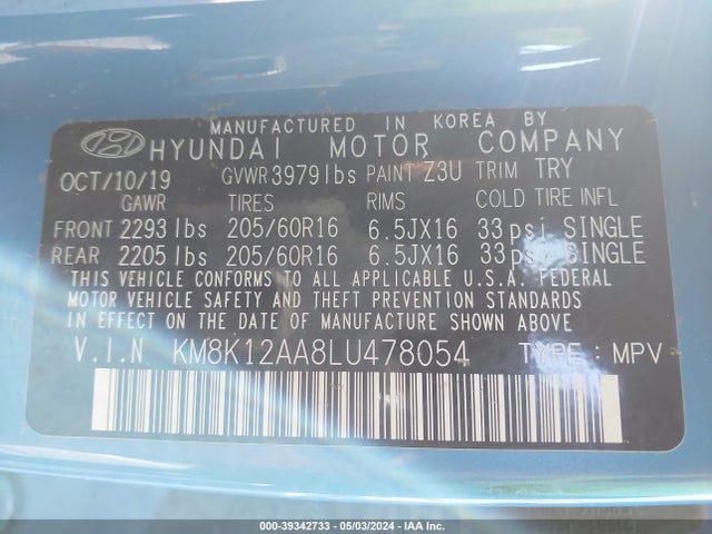 Hyundai Kona Se 2020 KM8K12AA8LU478054 Image 9