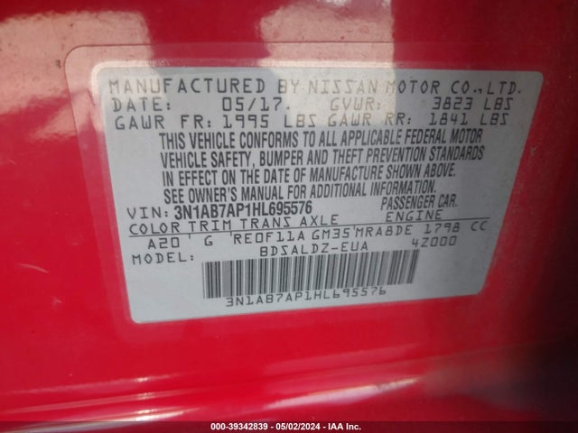 Nissan SENTRA SV 2017 3N1AB7AP1HL695576 Image 9