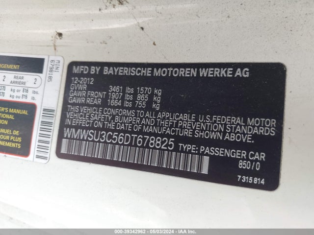 2013 MINI HARDTOP WMWSU3C56DT678825 Photo 8