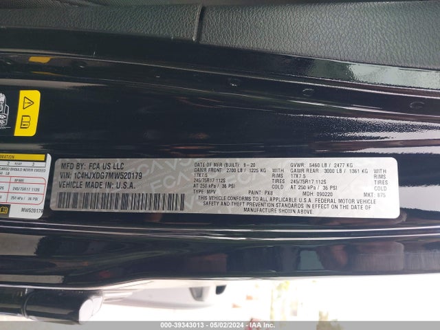 1C4HJXDG7MW520179 Jeep Wrangler Unlimited Sport S 4x4