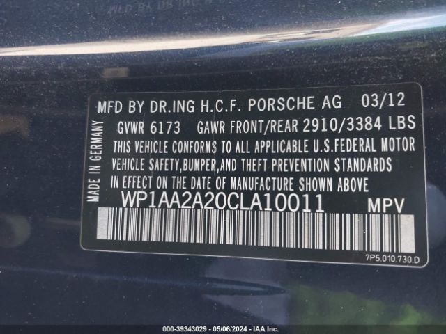 2012 PORSCHE CAYENNE WP1AA2A20CLA10011 Photo 8