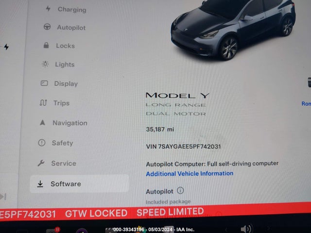 7SAYGAEE5PF742031 Tesla Model Y Awd/long Range Dual Motor All-wheel Drive