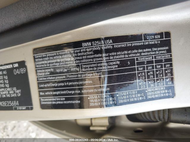 1989 BMW 525 WBAHC2309KBE23684 Photo 8
