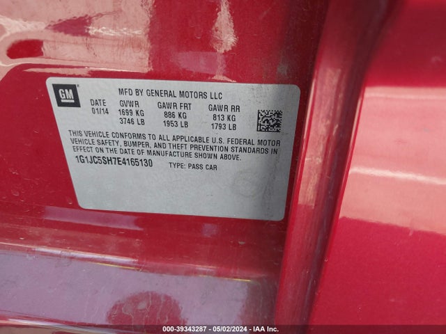 Chevrolet Sonic Lt Auto 2014 1G1JC5SH7E4165130 Image 9