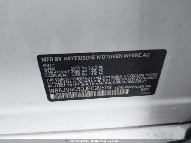 WBAJV6C50JBC99849 BMW 640i Gran Turismo Xdrive