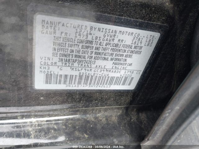3N1AB7AP3HY242613 Nissan SENTRA S