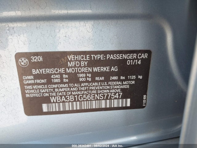 BMW 320i 2014 WBA3B1G56ENS77547 Image 9