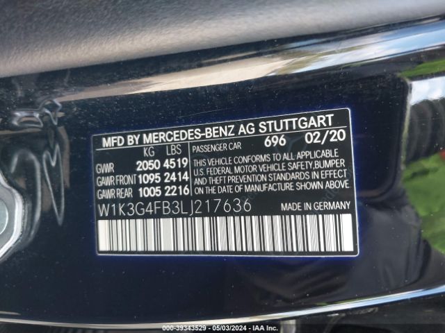 W1K3G4FB3LJ217636 Mercedes-Benz A 220 4matic