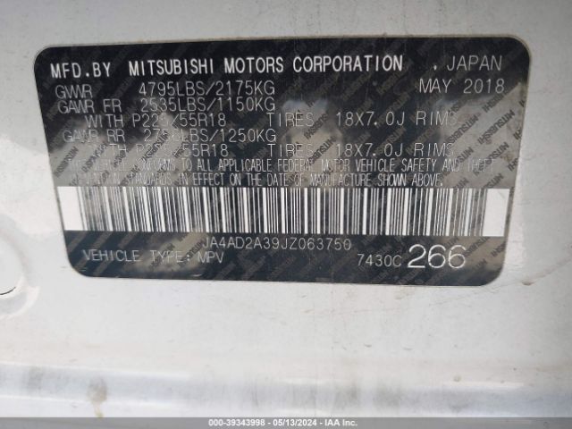 JA4AD2A39JZ063750 Mitsubishi Outlander Es