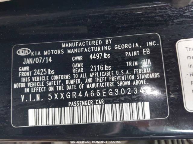 5XXGR4A66EG302347 KIA Optima Sx Turbo