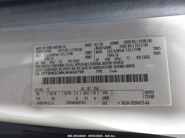 Ford Transit-350 2018 1FTBW2CM4JKA92799 Image 9