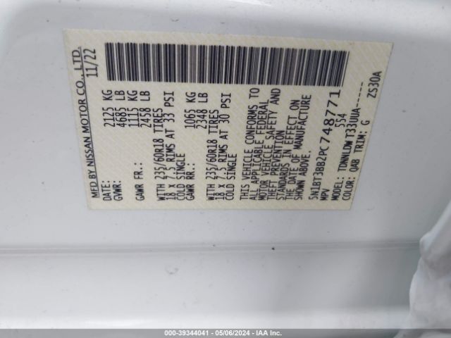 5N1BT3BB2PC748771 Nissan Rogue Sv Intelligent Awd