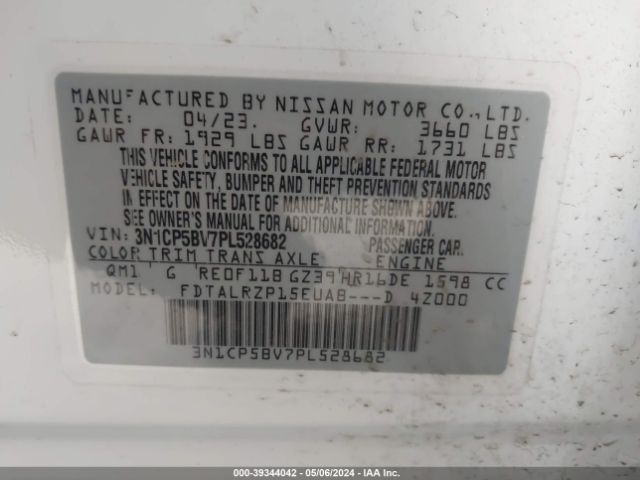 3N1CP5BV7PL528682 Nissan Kicks S Xtronic Cvt